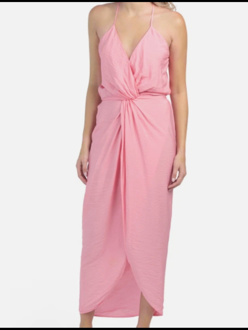 Young Fabulous & Broke Pink Twist-Front Maxi Dress with Spaghetti Straps New